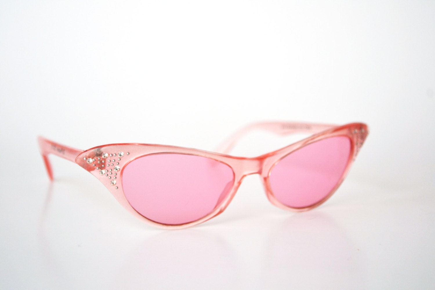 Pink Cat Eye Sunglasses With Rhinestones 