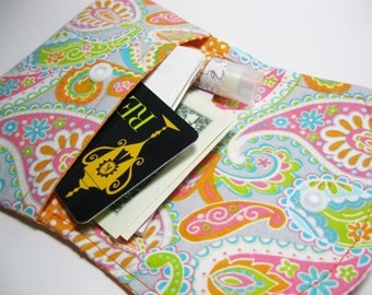Womens Fabric Cotton Wallet, Paisley Fabric Wallet, Credit Card Holder, Gift Card Holder, Business Card Holder, Gift For Her