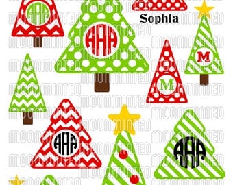 Christmas Tree SVG Cut Files - Monogram Frames for Vinyl Cutters, Screen Printing, Silhouette, Die Cut Machines, & More