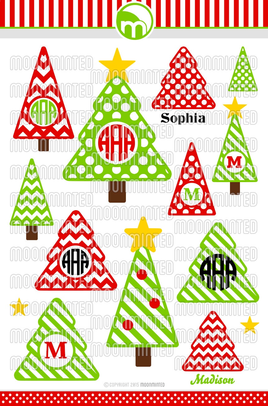 Download Christmas Tree SVG Cut Files Monogram Frames for Vinyl