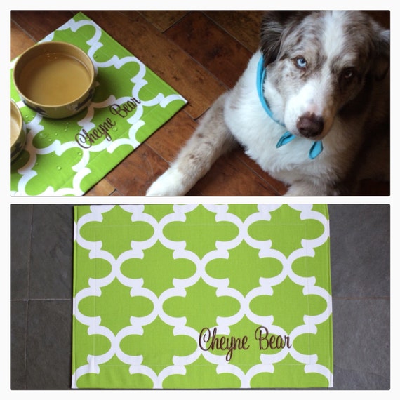 Dog Placemat Pup Mat Bright Green Pet by ThreeSpoiledDogs