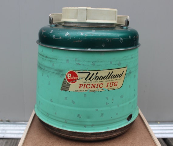 Woodland Thermos Jug Picnic Camping One Gallon- Vintage Travel Trailer Decor