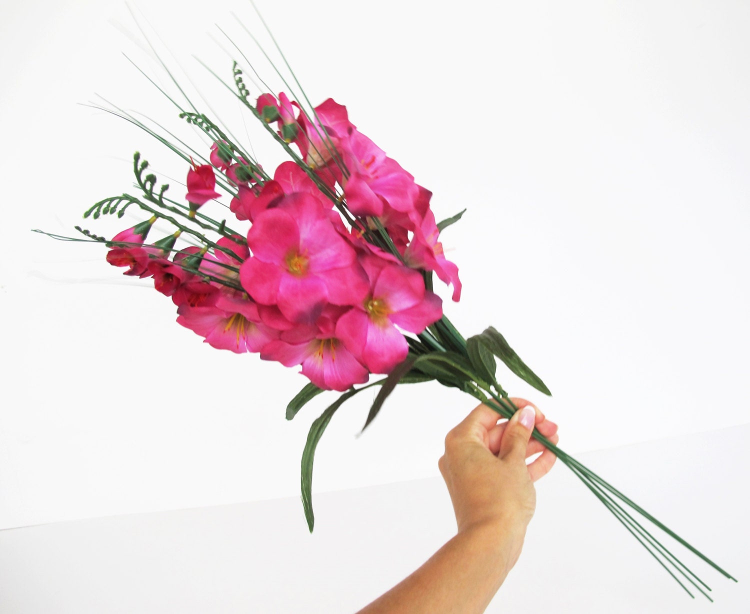5 Silk Gladiolus Artificial Flowers Gladiola Branches Bordeaux