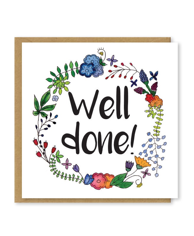 Well done card Congratulations card Floral greetings card