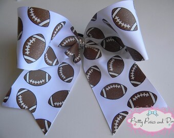 Football Cheer Bow, White Cheer Bow, Competition Cheer Bow, Glitter Cheer Bow, Football Hair Bow, Large Cheer Bow, Extra Large Hair Bow