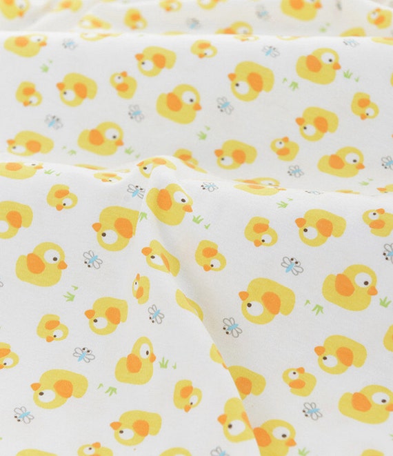 Cute baby knit fabric yellow ducks knit fabric kid's