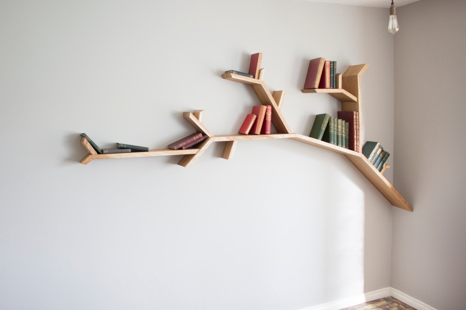 Oak Tree Branch Shelf 2.4m wide by 1.2m high by BespOakInteriors