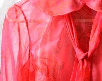 1950's Red Sheer Blouse SMALL/PETITE