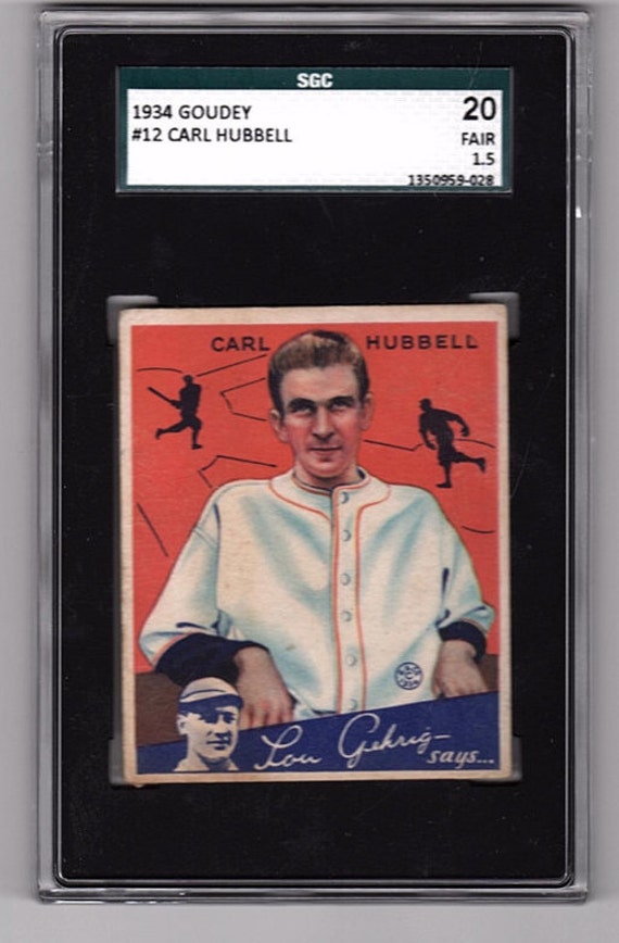 1934 Carl Hubbell Goudey Baseball Card 12 Graded by stevezeller