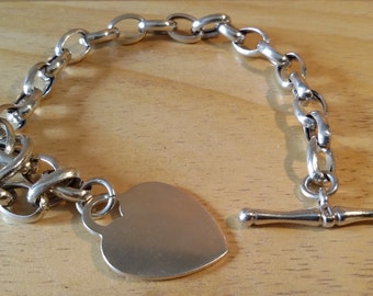 Braccialetto in argento 925 con ciondolo/ charms pendente a cuore.