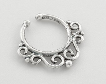 Fake Septum Ring. silver septum ring. indian septum ring. septum piercing. septum jewelry. fake septum ring. faux septum ring. silver septum
