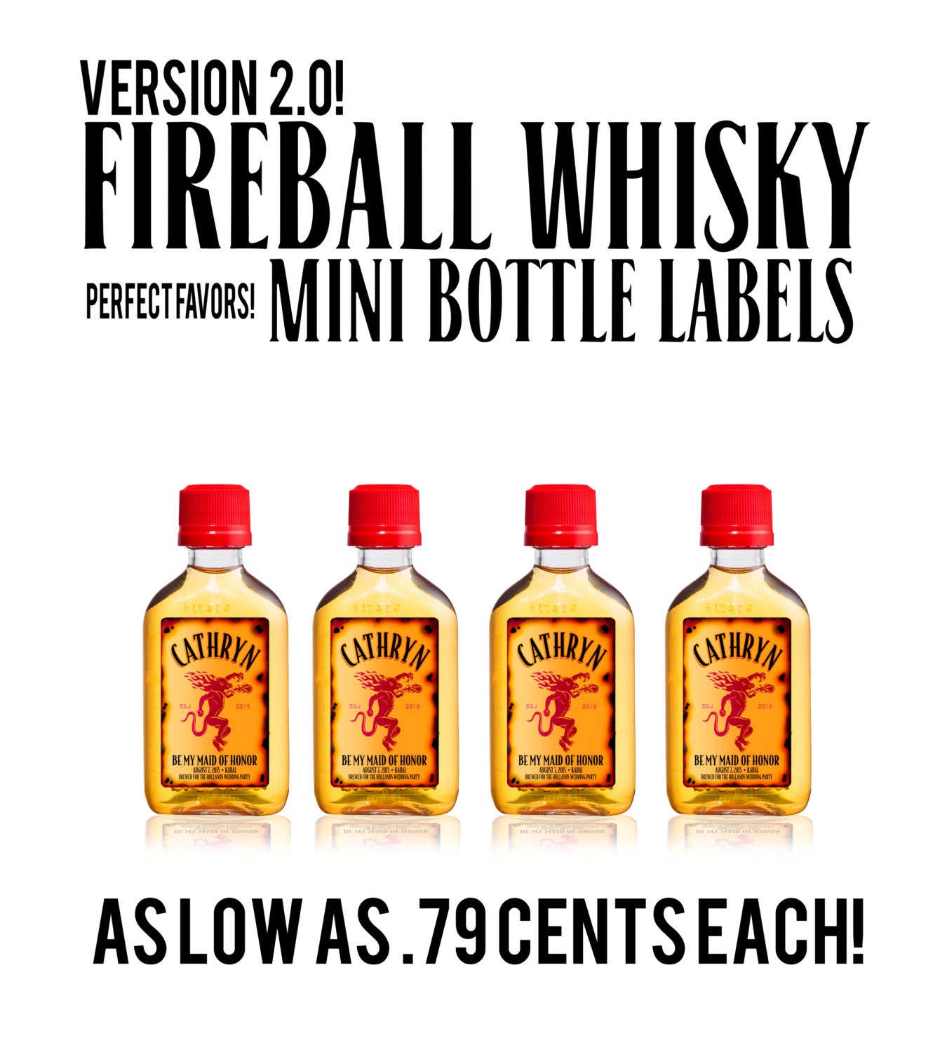 FIREBALL WHISKEY MINI Liquor Label 50 Ml. by CreativeLabelDesigns