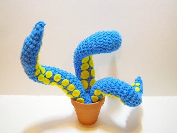 Blue Tentacle Plant - Crochet Tentacles - Unique & Weird Home Decor - Plush Tentacles