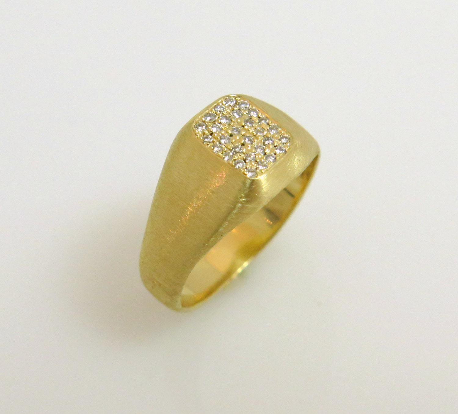 Pinky ring 14k gold Signet pinky ring Diamond by inbarfinejewelry