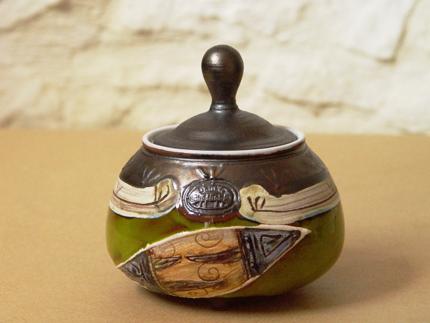 Handmade Pottery Sugar Bowl Lidded Ceramic Sugar Cellar