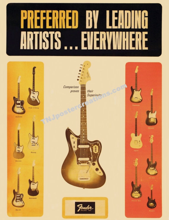 1965 Fender Guitar Dealer Promotional Poster by