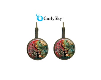Tattered Earrings Black Tree earrings Tattered Color Earrings Tattered Painting Earrings Tattered Dangles Tattered Tree Earrings Jewelry
