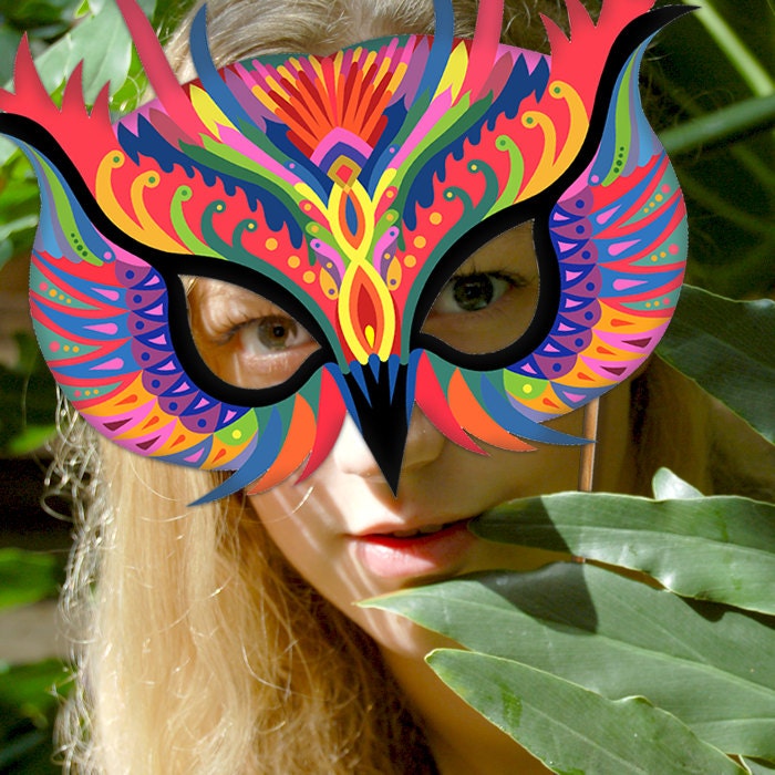 Owl Mask Colorful Bird Printable DIY Carnival by LMEprintables