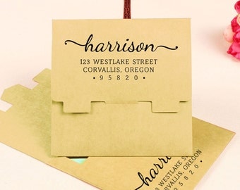 Custom Address Stamp, Self Inking Return Address Stamp, Personalized Rubber Stamp, Custom Rubber Stamp Engagement Gift, Wood Stamp HS97P