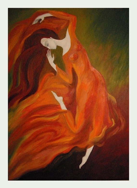 Four Elements Fire Fine Art Oil Painting Original Oil by Shulmans