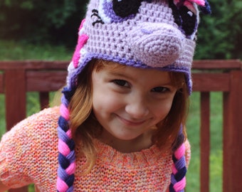 Twilight Sparkle Costume, My Little Pony Costume Crochet Hat, My Little Pony Beanie, Crochet Girls Hat