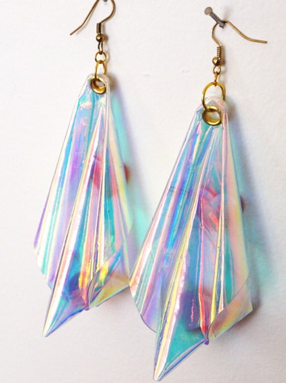 Plastic Iridescent rainbow earrings