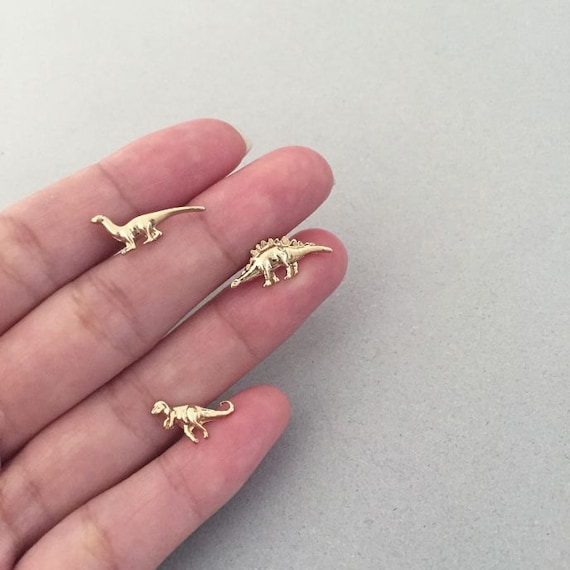 dinosaur earrings gold