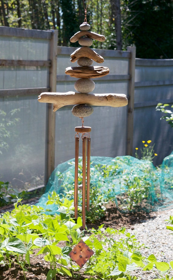 Wind Chime Driftwood Beach Stones Copper Chimes Wind Chime Driftwood Beach Stones Copper Chimes Windchimes Windchime