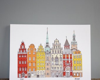 Stockholm Print - Stockholm A4 Cityscape - Scandinavian Print - Scandinavian Art