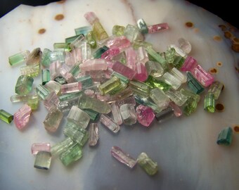 Tourmaline crystals by the gram or by the individual piece or lot - pink green blue gemmy or raw rough Tourmaline - small tiny itty bitty