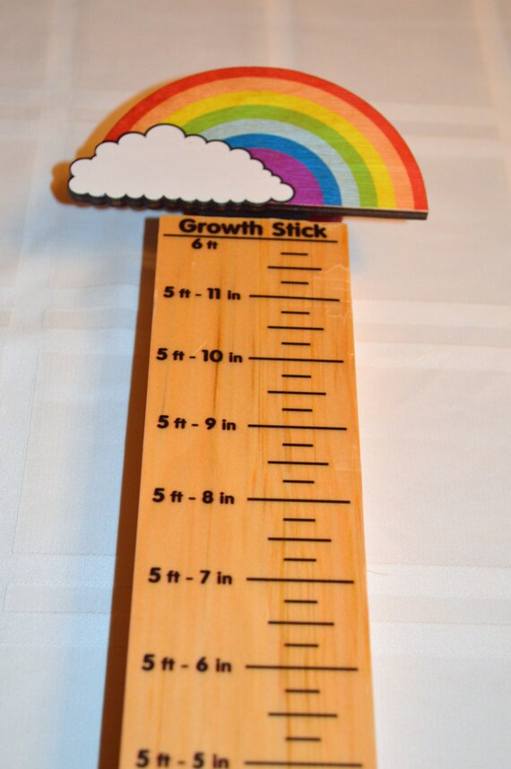 Childrens GIFT Rainbow Wood Growth Measure Stick Made in The