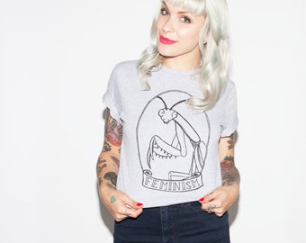 Feminism! Praying Mantis Feminist Animal Crew Neck T-shirt