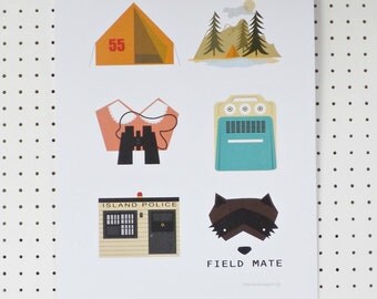 Moonrise Kingdom Inspired Print Poster A3 Minimalist