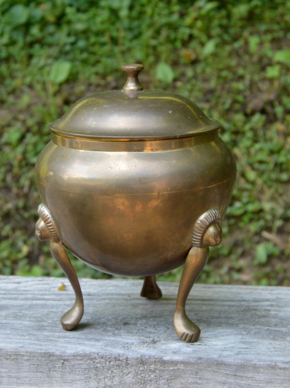 Brass Urn Decorative Footed Brass Urn with Lid Vintage by WVpickin