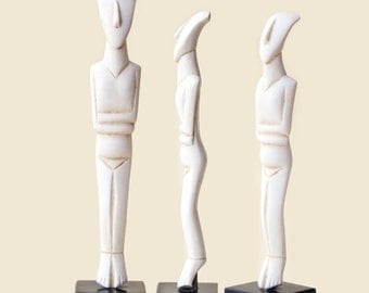 Greek Cycladic Figurine, Abstract Art Sculpture, Dry Cast Marble Statue, Geometric Cycladic Art, Ancient Greece, Museum Replica, Art Decor