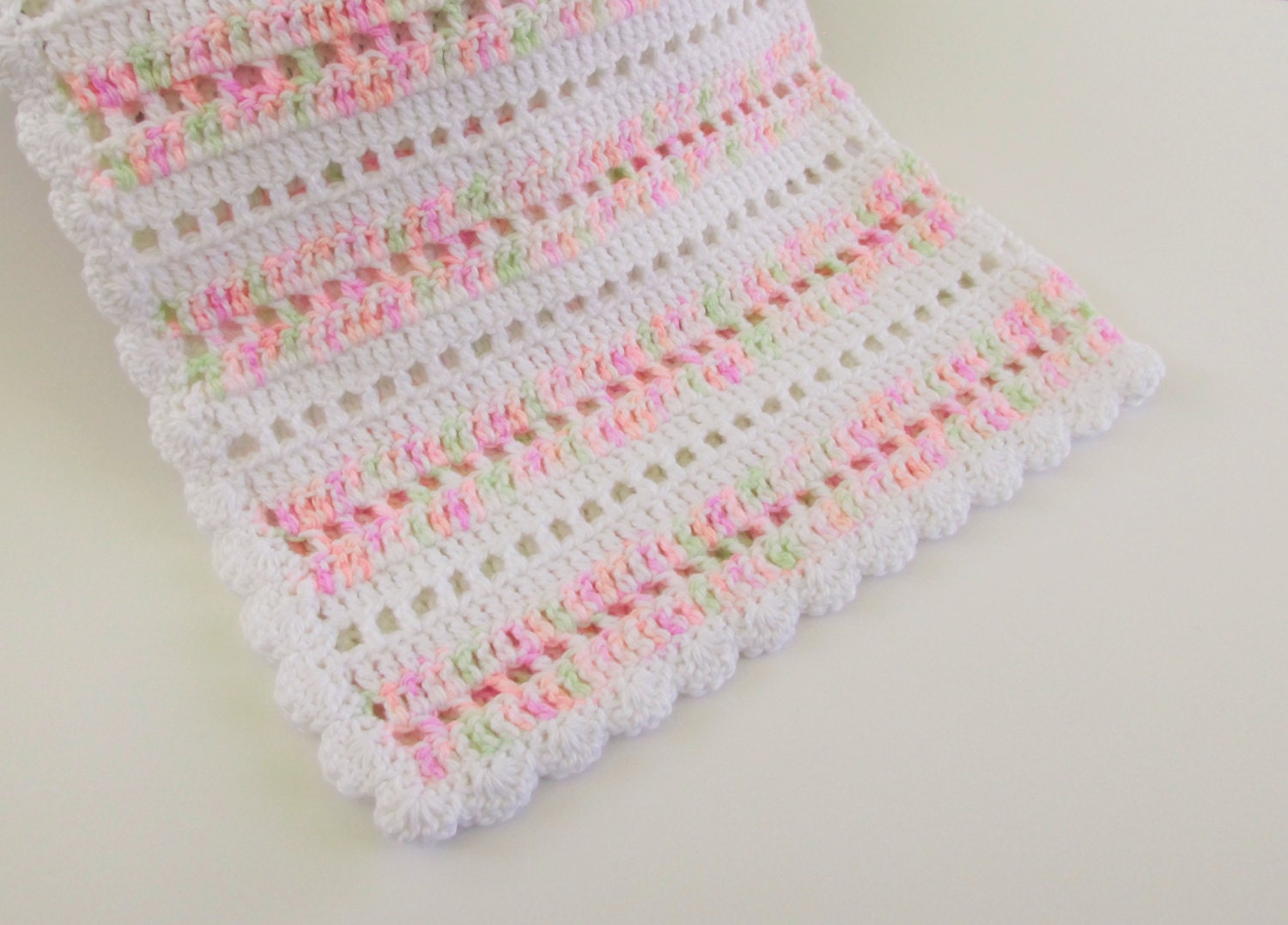 multicolor crochet blanket baby Stripe and Baby 25x25 Newborn Multicolor Crochet White Blanket