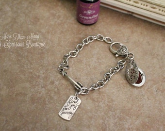 Essential Oils Bracelet | Joy in the Journey | Ecclesiastes 3: 11-12 | Arrow Charm Bracelet | Silver Diffuser Locket | Inspirational Gift