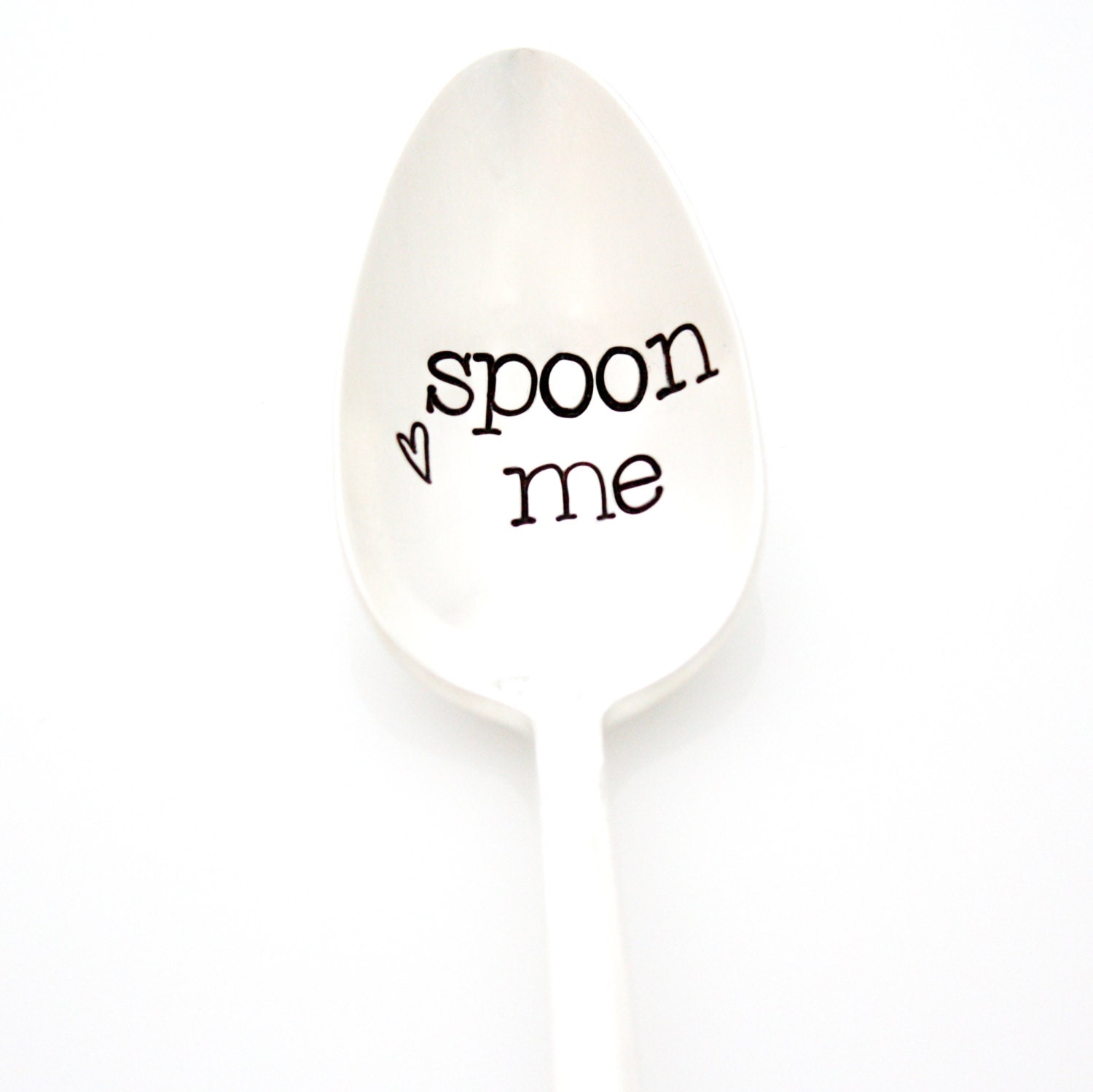 Hand stamped spoon Spoon Me. Stamped silverware for unique