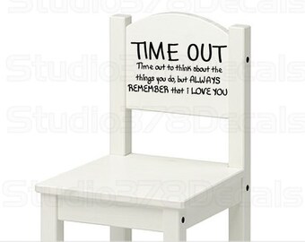 Time Out Chair Vinyl Decal - Toddler Naughty Chair Sticker - Toddler Time Out - Nursery Wall Decals - Childrens - 12x6