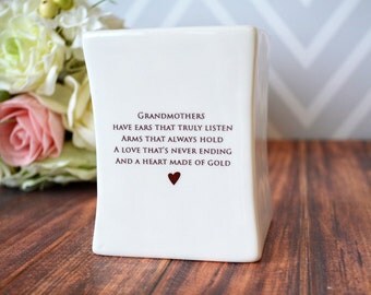 SHIPS FAST - Unique Grandmother Gift - Square Vase - Gift Boxed and Ready to Give