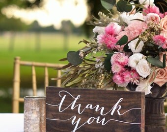Thank You Sign, Wooden Thank You Sign, Thank you Photo Prop, Thank you Sign For Wedding, Calligraphy Wedding sign, Thank you Banner