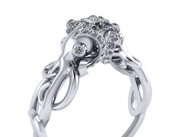 Double Octopus Diamond Engagement Ring Half Carat