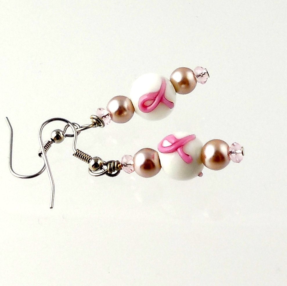 Pink Ribbon Earrings Breast Cancer Earrings Breast Cancer