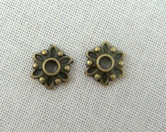 Bead Caps - Antiqued Bronze Brass Flower (Q022-AB) - 7mm - Qty 100 pcs.