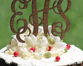 Rustic Wooden Monogram Wedding Cake topper - Wooden cake topper - Personalized Cake topper