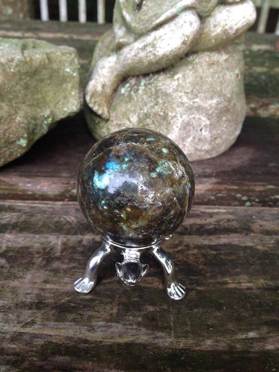 Labradorite - Spectrolite crystal sphere with stand - infused with Love and Reiki