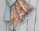 Brown Baby Boy Blanket Personalized Gift Idea Space Ship Bedding with Robots,Teddy Bears and Rockets 38" X 38" Reversible Newborn Swaddle Brown Baby Boy Blanket Personalized Gift Idea Space Ship Bedding with Robots,Teddy Bears and Rockets 38" X 38" Reversible Newborn Swaddle