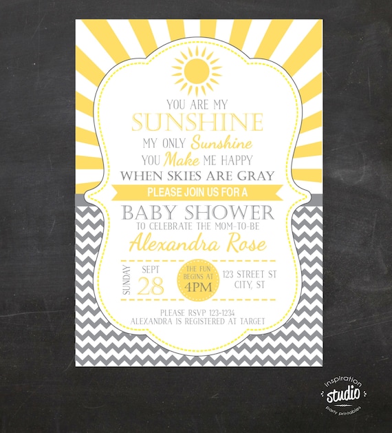 you shower sunshine are invitation baby wording my My Custom Sunshine Shower You Baby my Only Sunshine Printable are