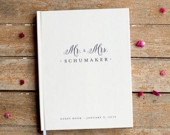 Mr. and Mrs. Wedding Guest Book Wedding Guestbook custom monogram guest book wedding sign in book navy wedding personalized photo booth book