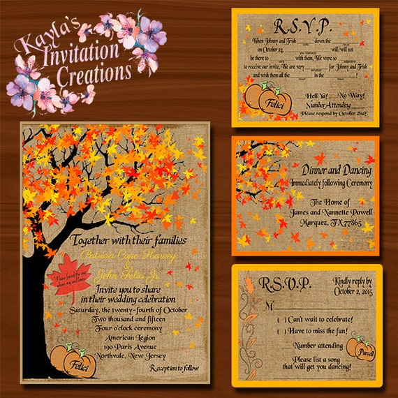 Fall Wedding Invitations RSVP's & Reception Cards